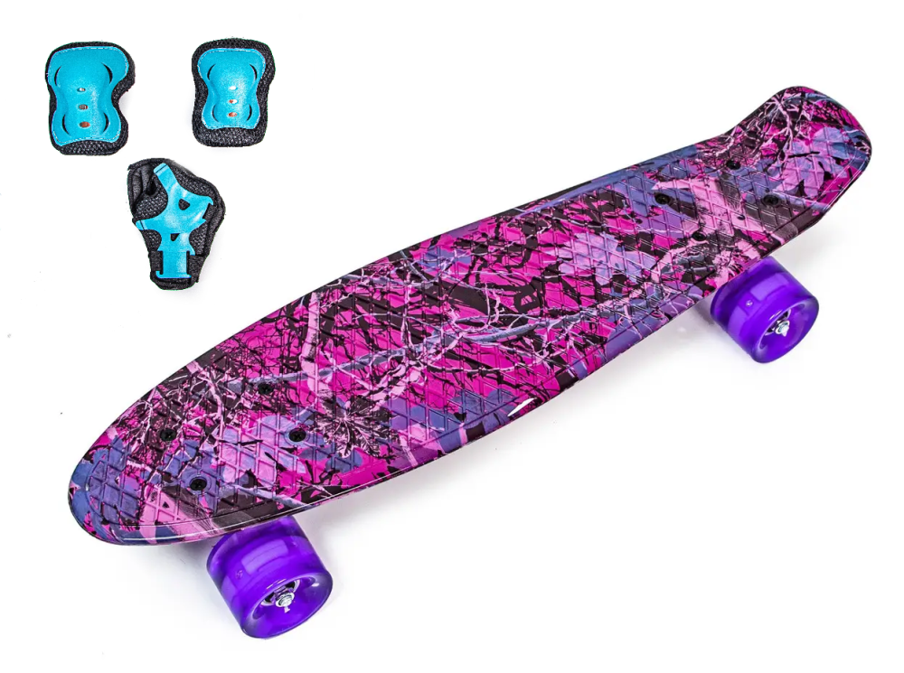 Набор СкейтБорд Penny Board. Forest + защита на колени, локти и ладони. Колеса светятся при катании! Одесса - изображение 1