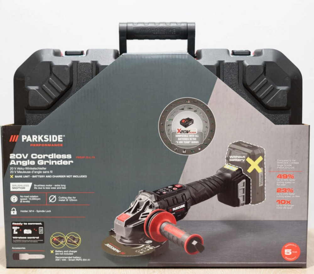 Parkside PERFORMANCE Акумуляторна болгарка безщіткова PWSAP 20-Li F6, б– без акумулятора та зарядного пристрою Київ - фото 1