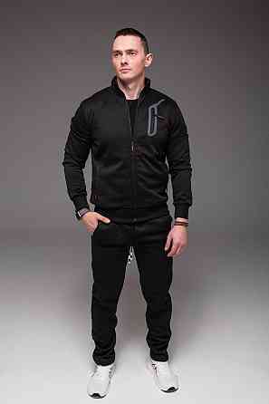 Чоловічий спортивний костюм чорного кольору з кишенями, блискавкою та прямими штанами Львів