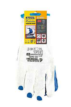 MASTERTOOL Рукавички бавовняні в'язані MASTERTOOL латексне покриття долоні 10.5" підвіс біло-си Коломия