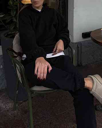 Женский теплый спортивный костюм двойка Двухсторонний плотный флис Черный, 42/46 Одесса