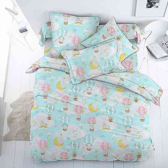 Комплект постільної білизни Ecotton полуторний 147х210 см дитячий блакитний Повітряні кульки (22814) Коломия