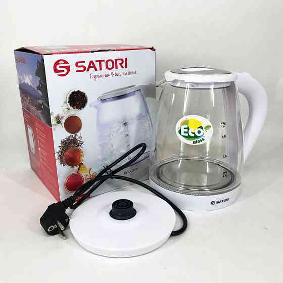 Вишуканий чайник Satori SGK-4105-WT 1.8 л 1500 Вт, Скляні електричні чайники KF-283 з підсвічуванням Київ