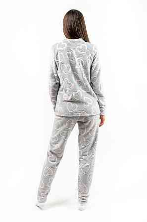 Домашний теплый костюм (пижама) женский серый 