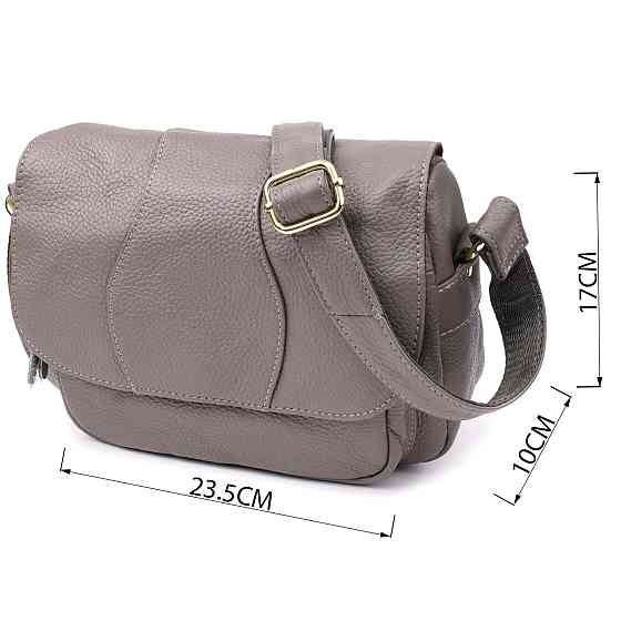 Практична сумка з натуральної шкіри для стильних жінок Vintage 22974 Сірий Київ