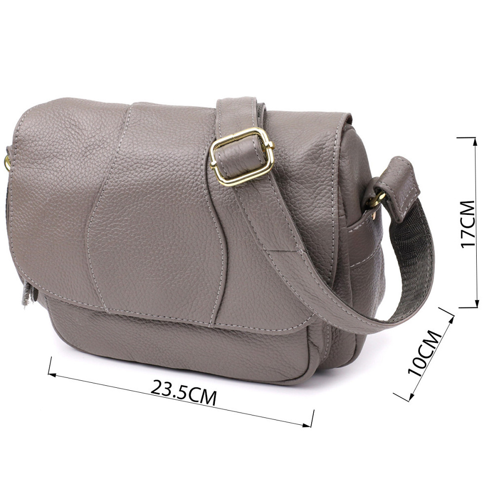 Практична сумка з натуральної шкіри для стильних жінок Vintage 22974 Сірий Київ - фото 3