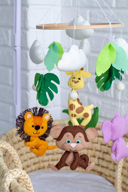 Дитячий музичний мобіль на ліжечко для немовлят WooolyWool «Африка» з 35 мелодіями Київ - фото 10