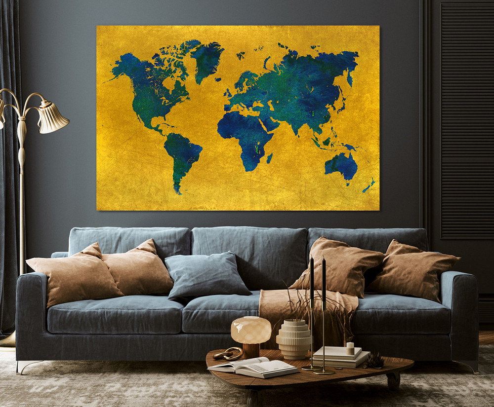 Картина полотно у вітальню / спальню   Мапа Світу MLP_371 ( 60х30см ) 80х160см Київ - фото 3