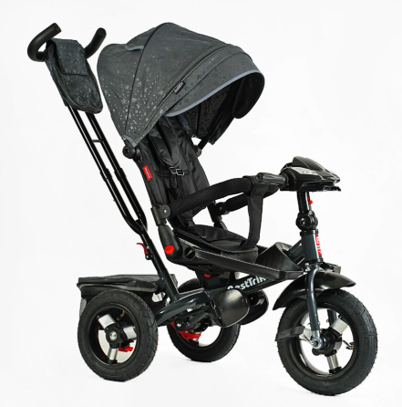 Велосипед триколісний Best Trike із батьківською ручкою музичною панеллю надувні колеса Чорний (F–980-66) Чернігів