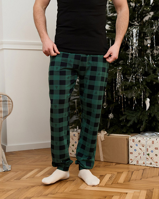 Мужские пижамные штаны - зелёно-черная клетка Tom John 2008Ш L Киев - изображение 10