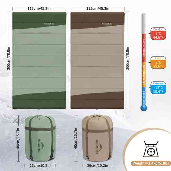 Спальний мішок двомісний Naturehike CNK2300019, зелений Київ