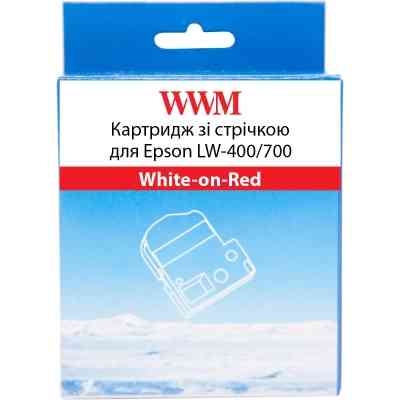 Лента для принтера этикеток WWM для Epson LW-400/700 18mm х 8m White-on-Red (WWM-SD18R) Винница
