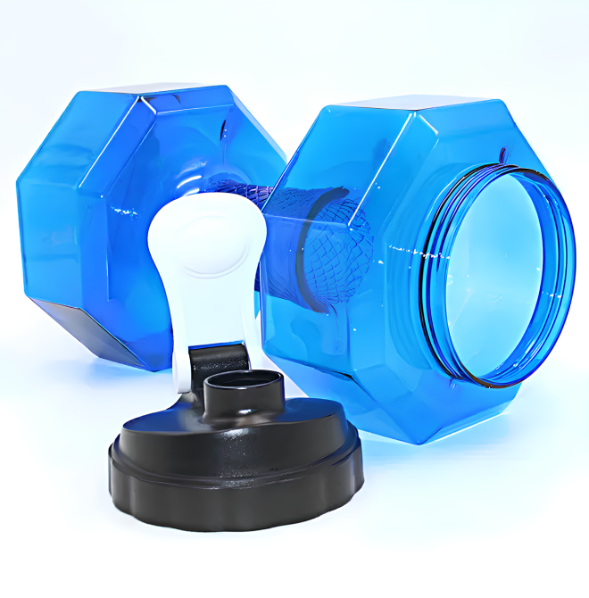 Фитнес бутылка для воды в виде гантели 2 в 1 RESTEQ, Спортивные бутылки, шейкер, Аквагантели Синие Киев - изображение 6