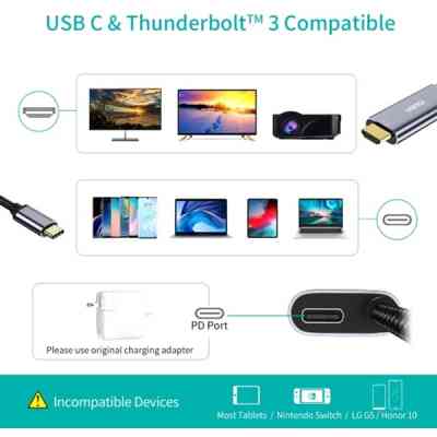 Кабель мультимедійний USB-C to HDMI M 1.8m 4K60Hz Choetech (XCH-M180GY) Вінниця
