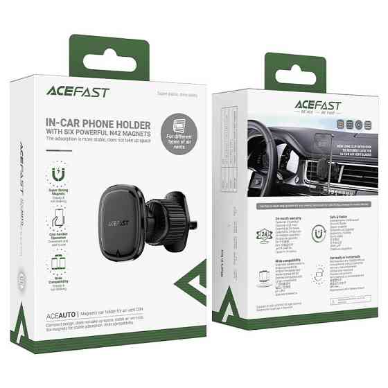 Автотримач для телефона ACEFAST D34 air outlet magnetic car holder Black Ковель