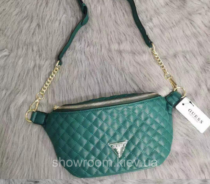 Жіноча поясна сумка "бананка" Guess (21926) зелена Київ - фото 4