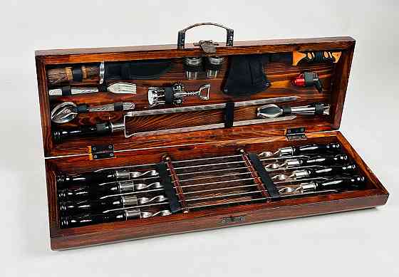 Подарочный набор шампуров в деревянном кейсе ГРИЛЬ LUX HAPPY DAYS Тернополь