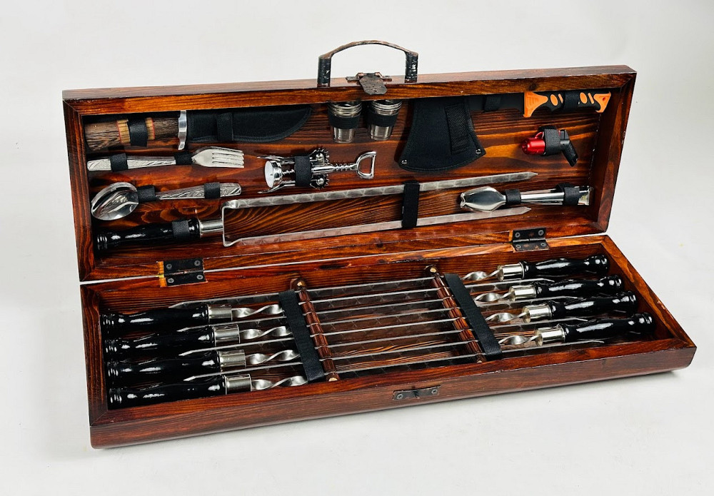 Подарунковий набір шампурів у дерев'яному кейсі ГРИЛЬ LUX HAPPY DAYS Тернопіль - фото 1