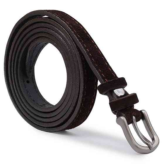 Тонкий замшевый ремень для женщин Vintage 20773 Темно-коричневый Киев