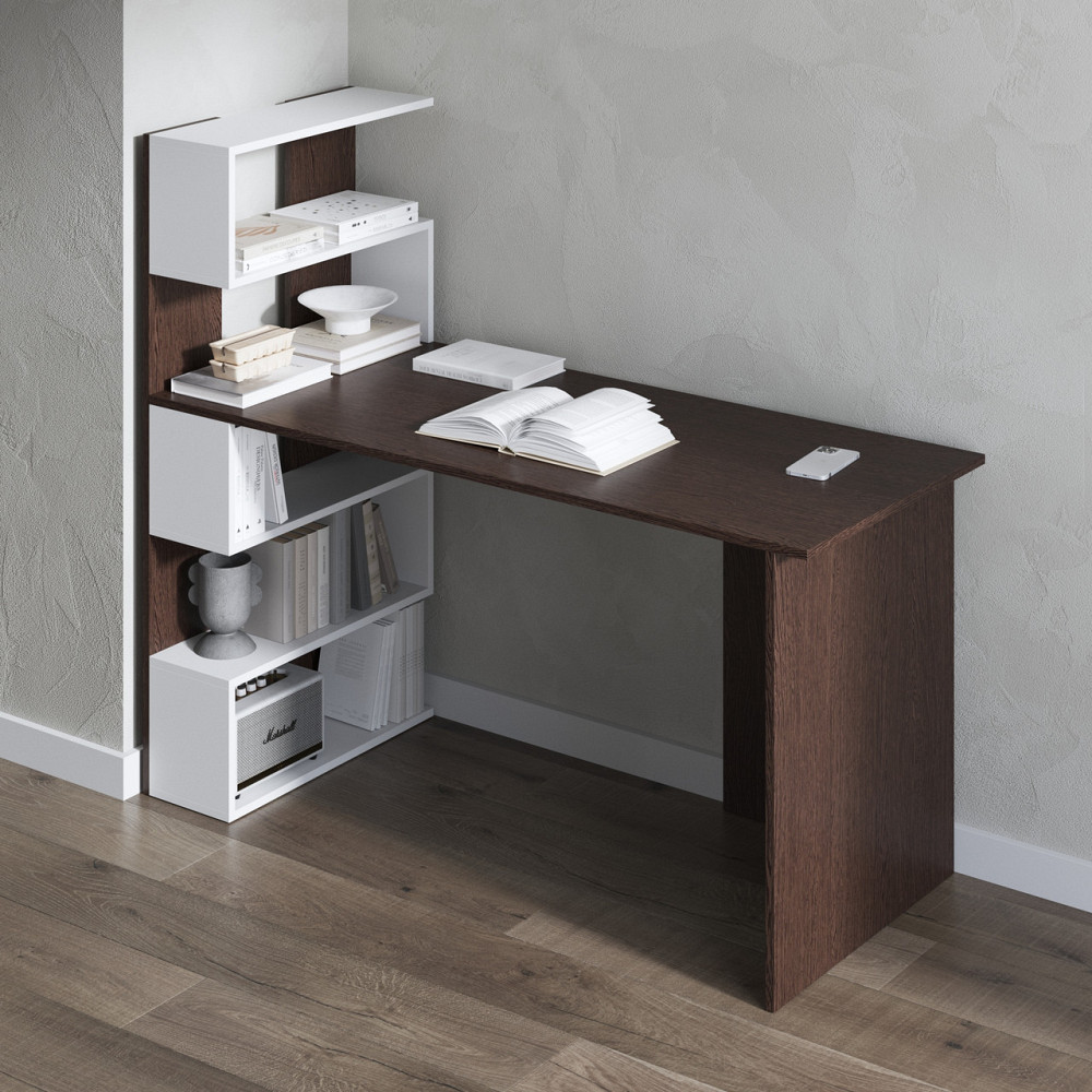 Компьютерный стол VAYS M-24, письменный с полками слева, ЛДСП, 142×60×123 см – для дома, учебы, офиса Львов - изображение 3