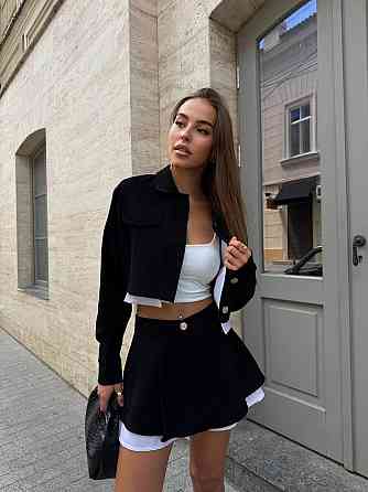 Жіночий стильний костюм двійка: жакет і спідниця вельвет Одеса