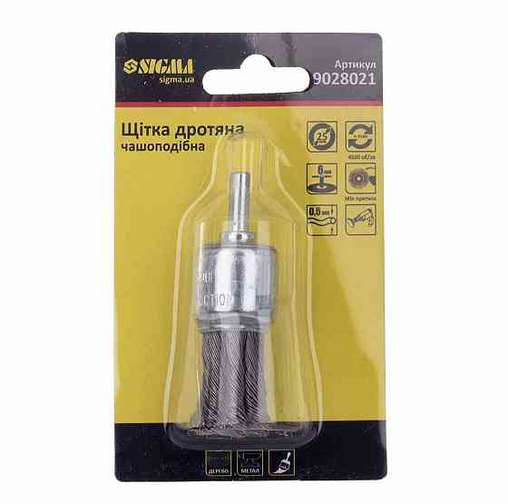 Щетка проволочная чашевидная Ø25мм хвостовик Ø6мм (стальная витая) SIGMA (9028021) Ровно