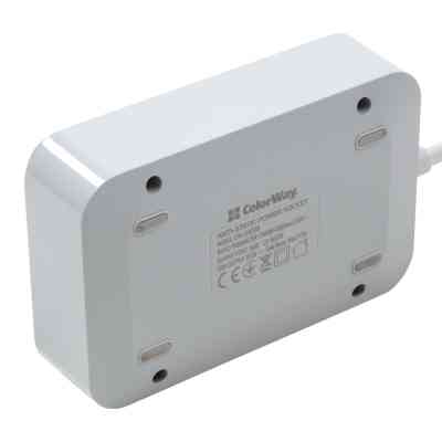 Мережевий фільтр живлення ColorWay CW-CHЕ36B, 3 розетки/6USB Black 1.8M (CW-CHE36B) Вінниця