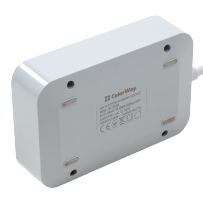 Мережевий фільтр живлення ColorWay CW-CHЕ36B, 3 розетки/6USB Black 1.8M (CW-CHE36B) Вінниця - фото 5