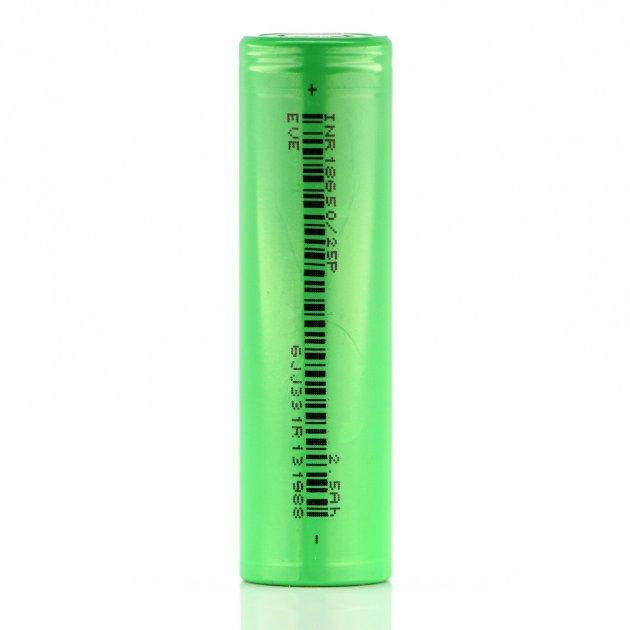 Акумулятор високострумовий Eve Li-ion 18650 2500mAh (INR18650-25P) 30A Зелений Вінниця - фото 1