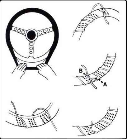 Оплетка на кермо чорна перфорована зі шнурком 999-XL Вінниця