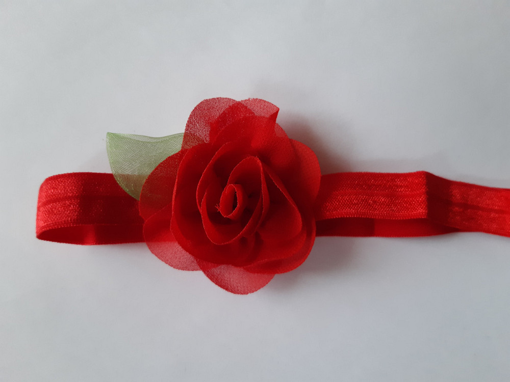Детская повязка красная - размер универсальный (на резиночке), размер цветка 5,5см Киев - изображение 2