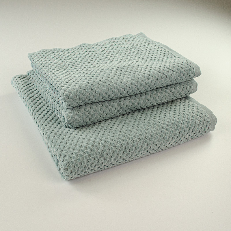 Набор махровых однотонных полотенец 3шт 50x90см, 50x90см, 70x140см Damask Премиум качества Жаккардовое с велюром 550г/м2 (Мятный) Сумы - изображение 1