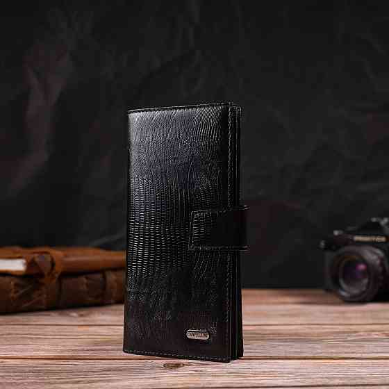 Тонкий кошелек для мужчин из натуральной кожи с тиснением Черный (CANPELLINI) Киев