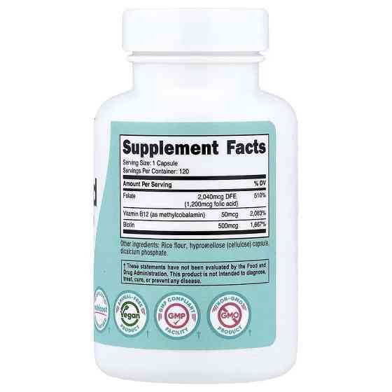 Folic Acid with Biotin & Vitamin B12, 120 Capsules Луцк