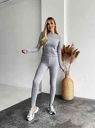 Жіноча повсякденна термобілизна: лонгслів і штани з тканини пума Сірий, L-XL Одеса