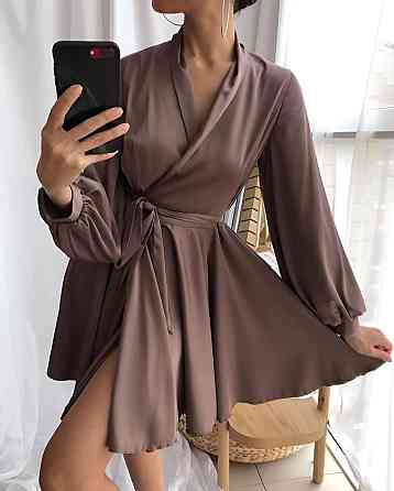 Женское вечернее романтичное мини платье шелк Шоколад Одесса