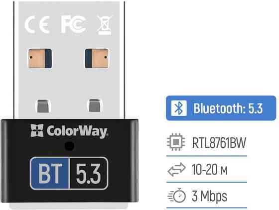 Адаптер Bluetooth v5.3 USB, чорний Colorway Винница