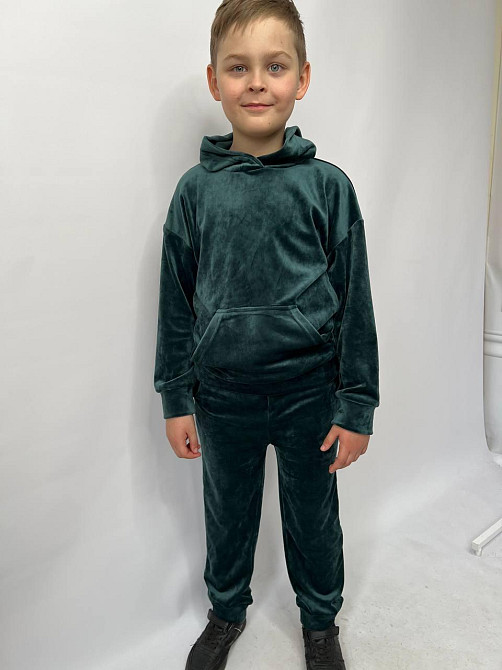 Дитячий велюровий костюм Кенгуру 122-128 Смарагдовий Харків - фото 4
