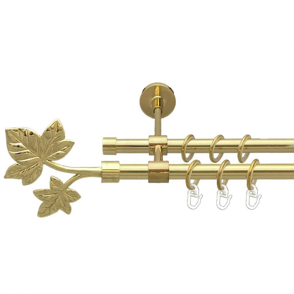 Карниз Orvit Листок металевий дворядний закритий гладка труба кільце металеве Золото 16\16 мм 160 см (00-00014523) Львів - фото 1