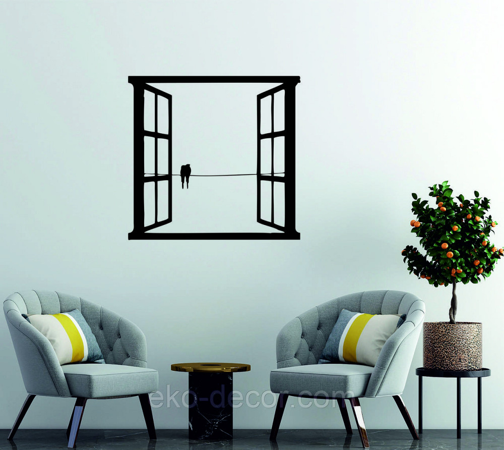 Декоративное настенное Панно «Птицы в окне» Декор на стену 70*66 см, Черный Киев - изображение 2