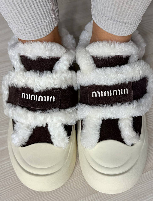 Кеди жіночі Hengji 15-6 з хутром та опушкою на липучці коричневі, 38, 24 см Київ - фото 17