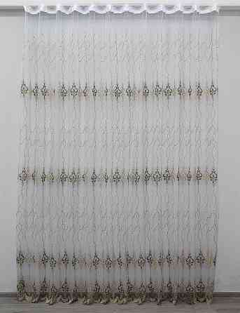 Тюль VR-Textil 1193т Kort ADOR Фатин с люрексовой нитью Золотистый с коричневым 300х270 см (40-972) Киев