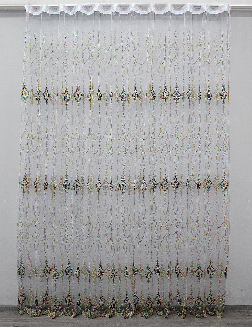Тюль VR-Textil 1193т Kort ADOR Фатин с люрексовой нитью Золотистый с коричневым 300х270 см (40-972) Киев - изображение 3