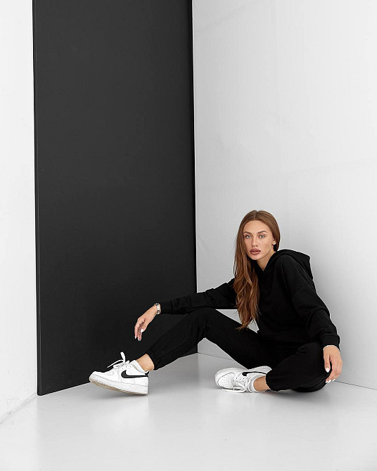 Жіночий спортивний теплий костюм оверсайз Чорний XL Харків - фото 7
