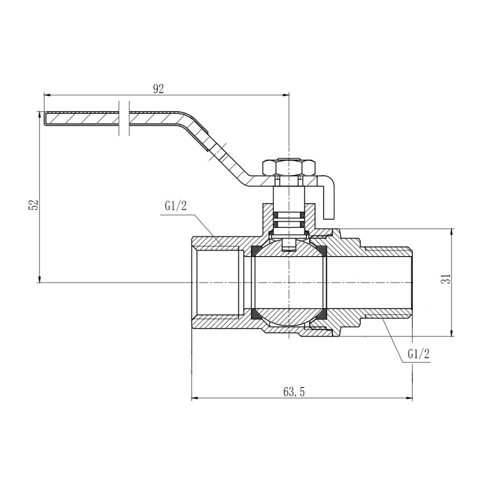 Кран кульовий Thermo Alliance Forte 1/2" ВН для газу (ручка) SF605G15 Київ - фото 2