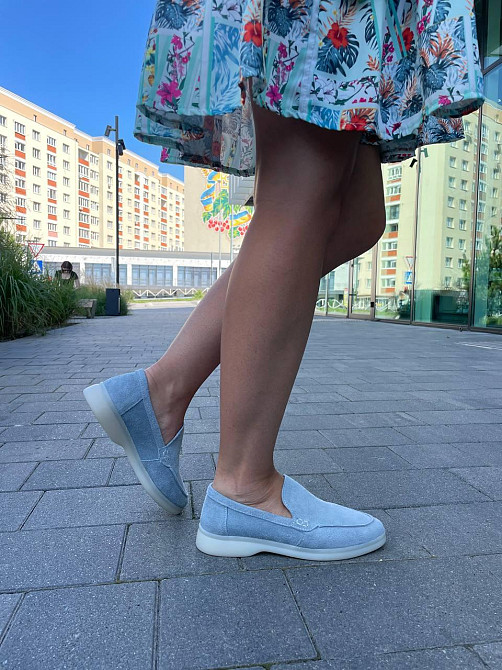 Лоферы женские KATI SHOES голубые натуральная замша демисезонные 36-40 (141) Коломия - фото 7