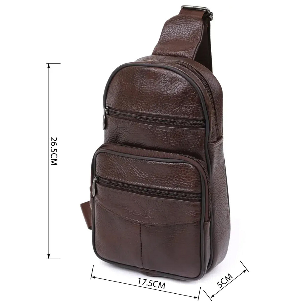 Стильна чоловіча шкіряна сумка слінг,середнього розміру з якісної італійської шкіри у фірмовій упаковці HE-12 Львів - фото 9