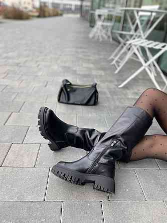 Чоботи жіночі ARLEN чорні натуральна шкіра зима высота 35см обхват 37-38см (4865) Коломыя