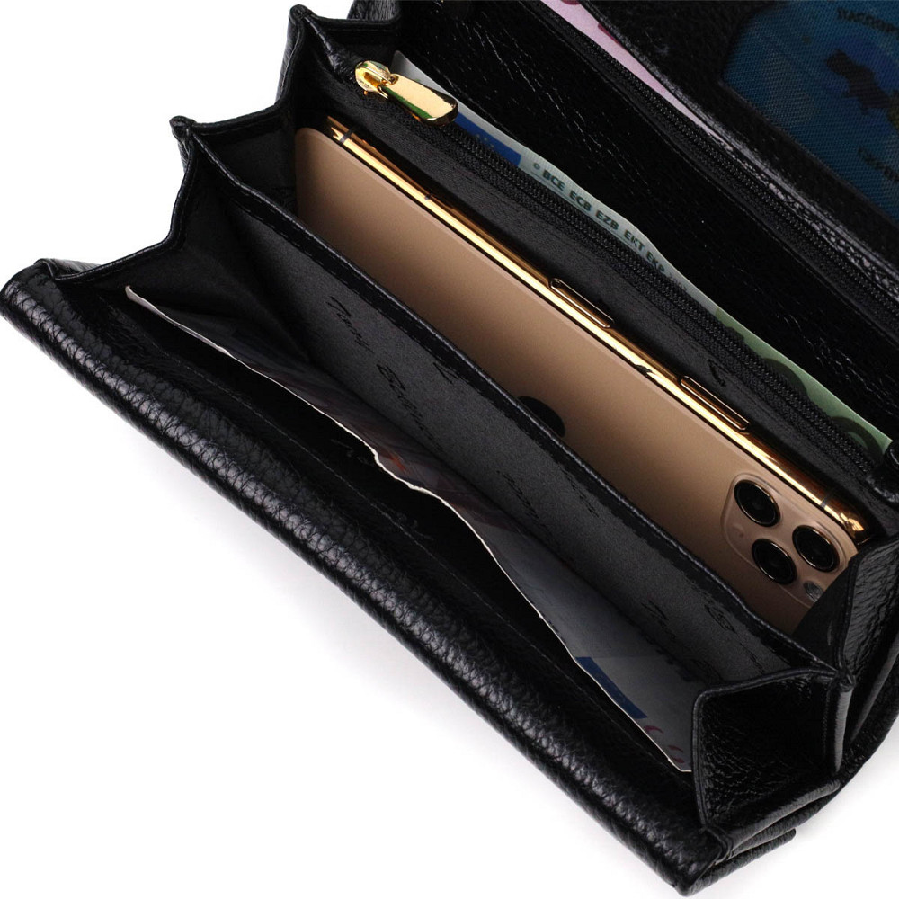 Классический женский кошелек с большим количеством отделений из натуральной кожи Tony Bellucci 21961 Черный Киев - изображение 7