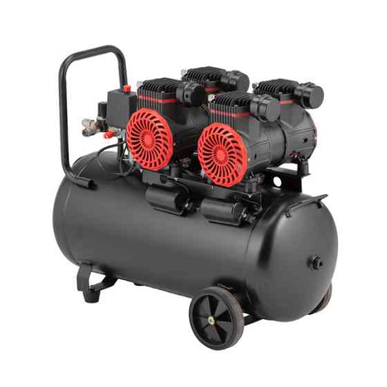 Компресор, 50 л, 2×1,5 кВт, 230 В, 8 атм, 500 л/хв, 2800 об/хв,  безмасляний, 4 циліндри, 63 дБ INTERTOOL PT-0038 Киев